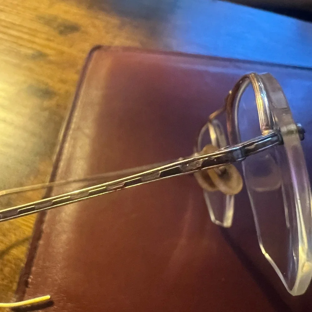 Antique Shuron 1/10 12K Gold Filled Hexagon Wire Rim Eyeglass Frames Vintage